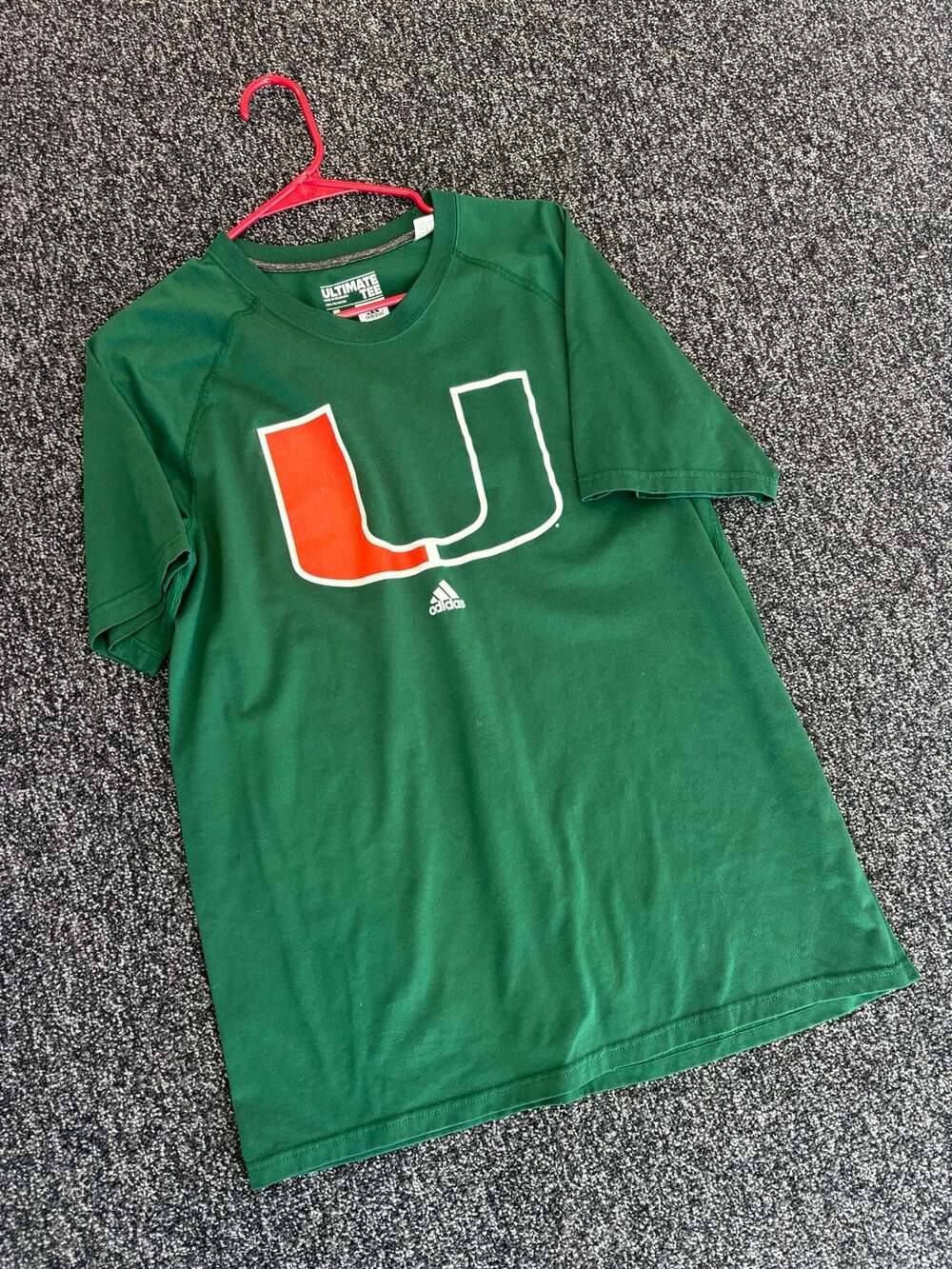 Adidas University of Miami Hurricanes Ultimate Tee Green Size Large